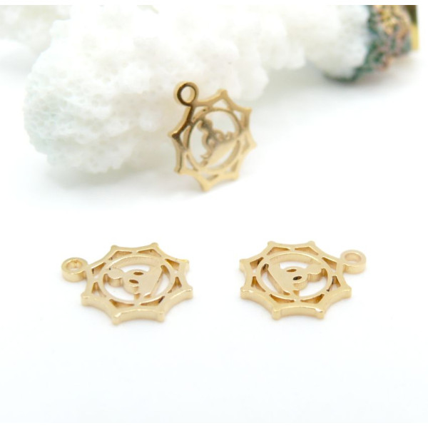 Pendentifs Yoga Healing, Bouddha 10 mm – Acier Inoxydable 304 Doré PVD