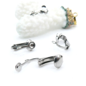 Boucles d’oreilles clips avec anneau d’attache – Acier inoxydable 304 – Finition argentée