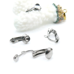 Boucles d’oreilles clips avec anneau d’attache – Acier inoxydable 304 – Finition argentée