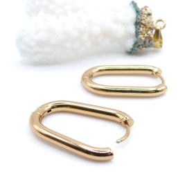Créoles Ovale Rectangle 25mm – Acier Inoxydable 304 Doré à l'or fin 18K