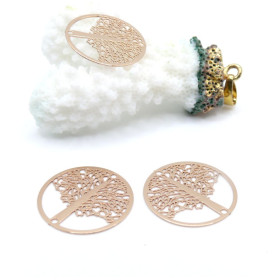 Estampes Pendentifs Arbre dans Cercle 20 mm – Laiton – Doré