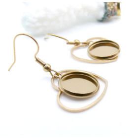 Supports de Boucles d’Oreilles Crochet Coeur pour Cabochon Rond 12mm – Acier
