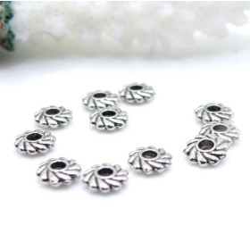 Mini perles intercalaires rondelle métal Argent Antique