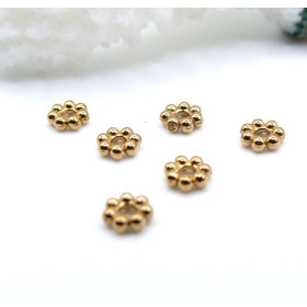 Perles Intercalaires Forme Fleurs 4 x 1,5 mm – Acier Inoxydable 304 Doré à l’or fin 18K, IONIQUE