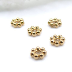 Perles Intercalaires Forme Fleurs 6 x 2 mm – Acier Inoxydable 304 Doré à l’or fin 18K, IONIQUE