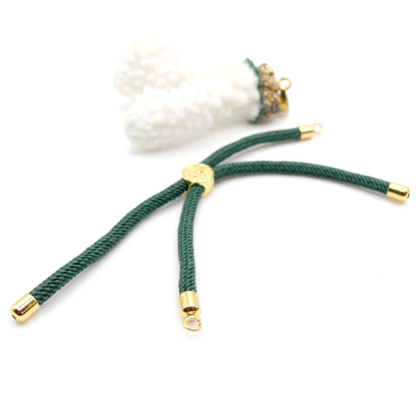 Support Bracelet Intercalaire Slide Arbre Cuivre Doré 18k Vert émeraude