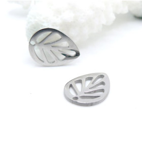 Pendentifs Petite Feuille 12 mm – Acier Inoxydable 304 Argenté