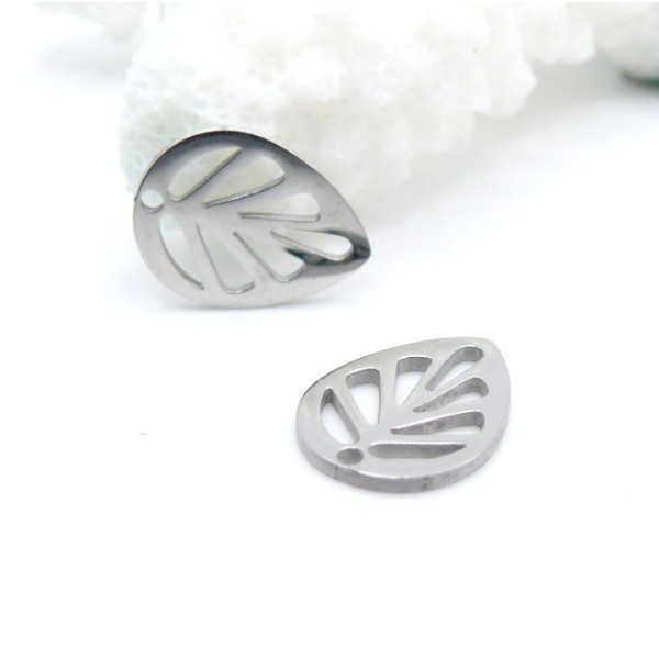 Pendentifs Petite Feuille 12 mm – Acier Inoxydable 304 Argenté