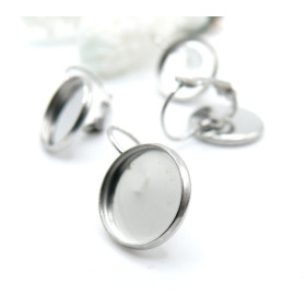 Supports Boucle d' oreille Dormeuse 14mm – Acier Inoxydable 304 Argenté