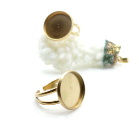 Support de Bague Ajustable pour Cabochon Rond 10 mm, Anneau Double – Acier Inoxydable 304 DORE IONIQUE