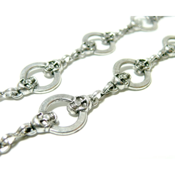 20 cm Chaine Crâne Vieil Argent – Taille 14x18x2 mm – Sans Nickel