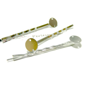 Supports de Barrette avec Trou – Argent Platine – Plateau 10mm