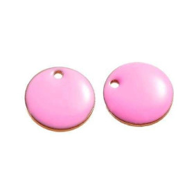 Sequins Médaillons Émaillés Biface Ronds 12mm Rose