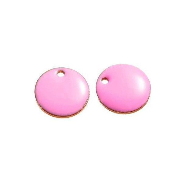 Sequins Médaillons Émaillés Biface Ronds 12mm Rose