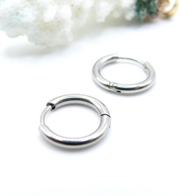 Créoles Rondes 12 mm – Épaisseur 2 mm – Acier Inoxydable 316 – Finition Argentée