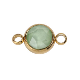 Connecteur  Rond 10mm verre Facettée, Acier Inoxydable 304 Doré