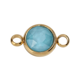 Connecteur  Rond 10mm verre Facettée, Acier Inoxydable 304 Doré