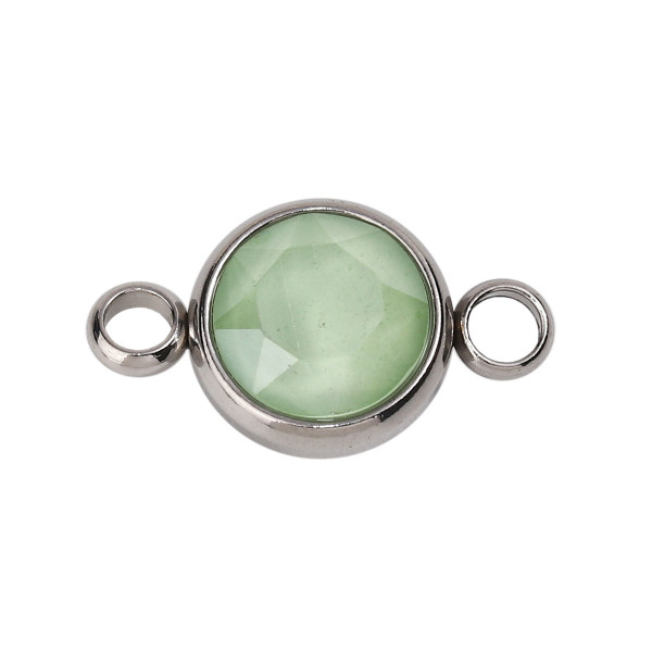 Connecteur  Rond 10mm verre Facettée, Acier Inoxydable 304 Argenté