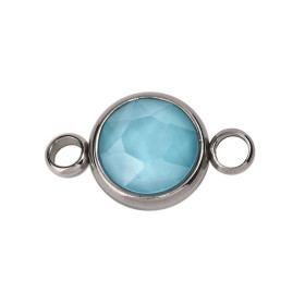 Connecteur  Rond 10mm verre Facettée, Acier Inoxydable 304 Argenté