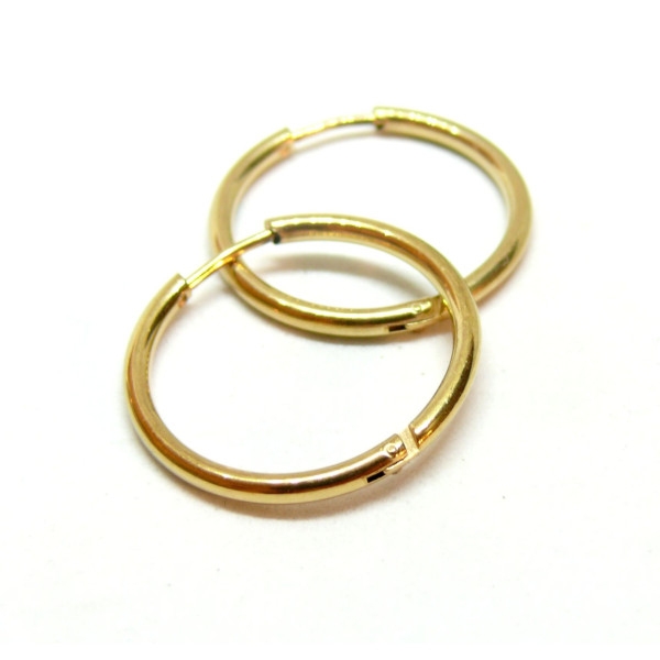 Créoles Rondes 21.5 mm epaisseur 1.6 mm – Acier Inoxydable 304 Doré à l’or fin 18K – PVD