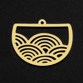 Pendentifs  Demi Cercle Zen 24mm – Acier Inoxydable Doré