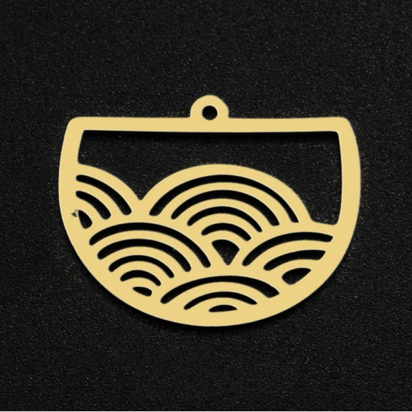 Pendentifs  Demi Cercle Zen 24mm – Acier Inoxydable Doré