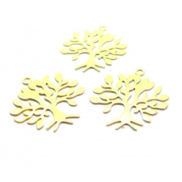 Estampes Pendentifs Filigrane Arbre 23 mm – Laiton Doré