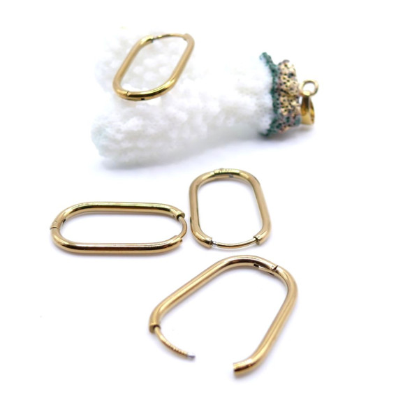 Créoles Ovales 23.5 x 2 mm – Acier Inoxydable 316 Doré à l’or fin 18K