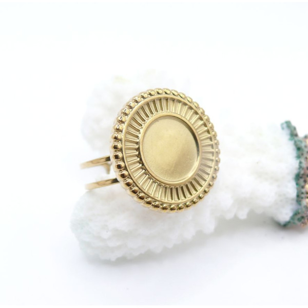 Support de Bague Ronde ARTY 10mm, anneau double – Acier Inoxydable 304 Doré placage PVD