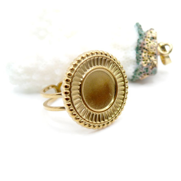 Support de Bague Ronde ARTY 10mm, anneau double – Acier Inoxydable 304 Doré placage PVD