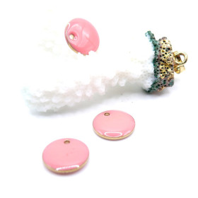 Sequins Médaillons Émaillés Biface Ronds 12mm Rose