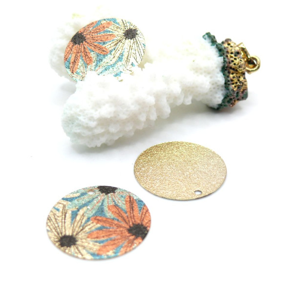 Pendentifs Stardust Ronds 20mm Géométriques Dorés