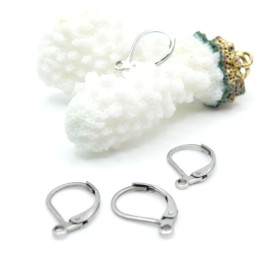 Boucles d’Oreilles Dormeuses 15 mm Attache Ouverte – Acier Inox 316L – Argenté