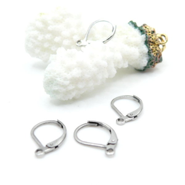 Boucles d’Oreilles Dormeuses 15 mm Attache Ouverte – Acier Inox 316L – Argenté