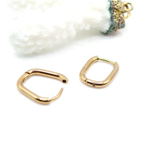 Créoles Ovale Rectangle 16mm epaisseur 2mm – Acier Inoxydable 304 Doré