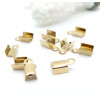 H11Q11801G03 – Lot de 10 Embouts cordon, Fermoirs à plier, à sertir 9.5x4.5x4mm – Acier Inoxydable 304 Doré  18K, IONIQUE