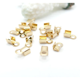 H11P20706G – Lot de 20 Embouts cordon, Fermoirs à plier, à sertir 8x4x3mm – Acier Inoxydable 304 Doré à l'or fin 18K