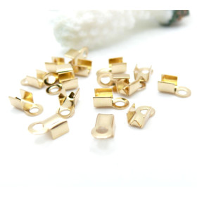 H11P20706G – Lot de 20 Embouts cordon, Fermoirs à plier, à sertir 8x4x3mm – Acier Inoxydable 304 Doré à l'or fin 18K