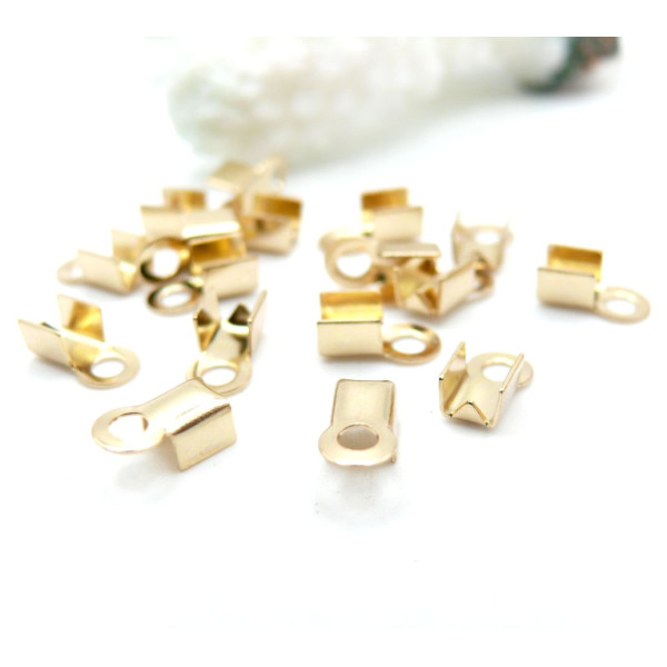 Embouts cordon, Fermoirs à plier, à sertir 8x4x3mm – Acier Inoxydable 304 Doré à l'or fin 18K