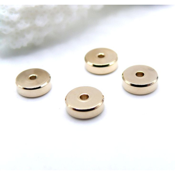 Perles Intercalaires Rondelles 6 par 2mm, Trou 1.2mm – Acier Inoxydable 304 Doré à l’or fin 24K