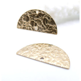 Connecteurs Martelés Demi Cercle 25 mm, Laiton Doré