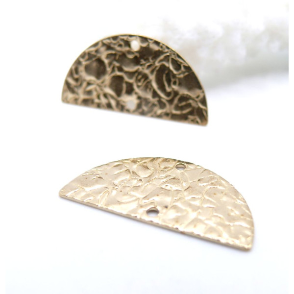 Connecteurs Martelés Demi Cercle 25 mm, Laiton Doré