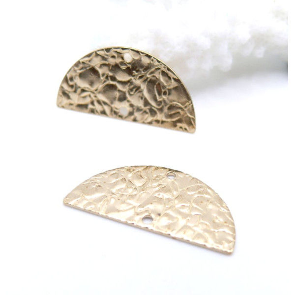 Connecteurs Martelés Demi Cercle 25 mm, Laiton Doré