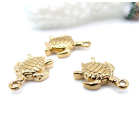 Pendentifs Tortue 3D 16 mm – Acier Inoxydable 304 Doré à l'or fin 18K, placage IONIQUE IP