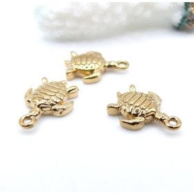 Pendentifs Tortue 3D 16 mm – Acier Inoxydable 304 Doré à l'or fin 18K, placage IONIQUE IP