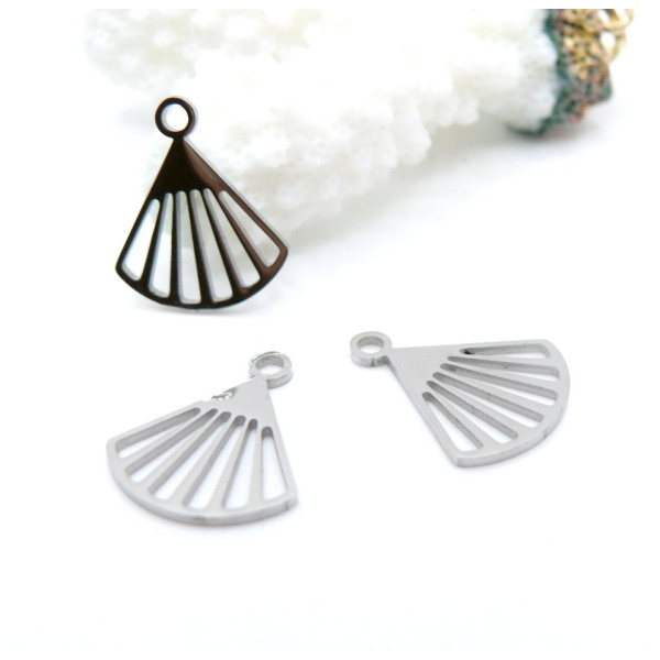 Pendentifs Géométrique Éventail 17mm – Acier Inoxydable 304 Argenté