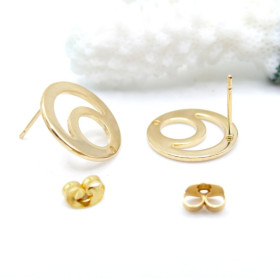 Boucles d'oreilles Puces Double Cercle 15mm avec trou – Acier Inoxydable 304 Doré à l'or fin 24K