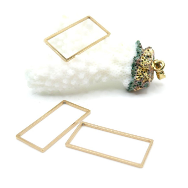Pendentifs forme Rectangle 25mm – Acier Inoxydable Doré