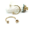 Boucles d’Oreilles Puces Créoles 23 mm avec Bille 5 mm – Acier Inox 304 – Doré à l’Or fin 14K