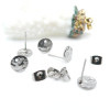 Boucles d’oreilles Puce Ronde Martelée 8mm trou embouts Acier inoxydable 304 Argenté